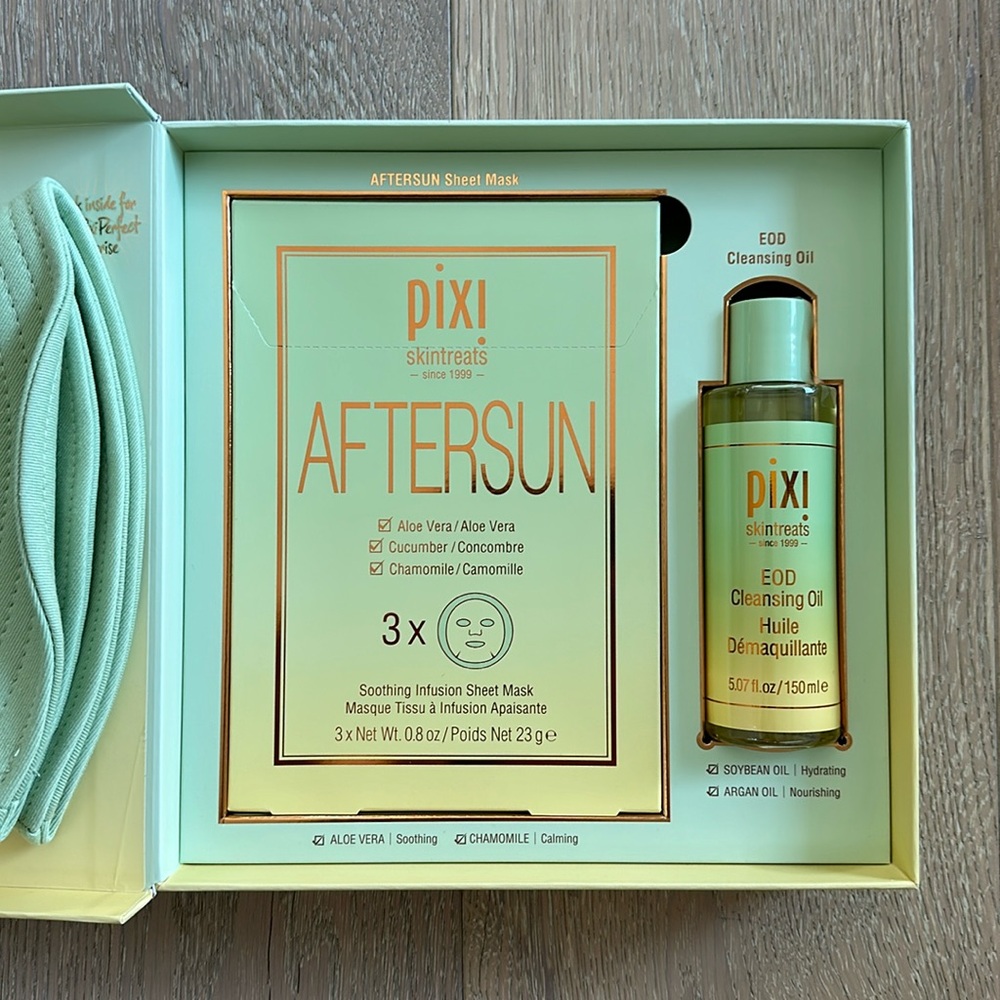 Pixi Aftersun Sheet Mask and EOD Cleansing Oil Set
